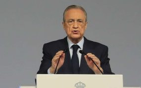 Florentino, en un acto con el Real Madrid.