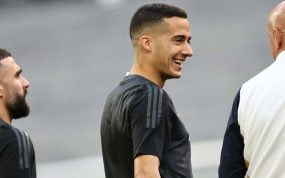 Lucas Vázquez, en el entrenamiento previo al Real Madrid-Bayern.
