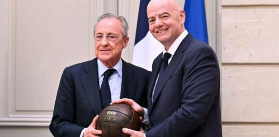 Florentino Pérez, presidente del Real Madrid, y Gianni Infantino, presidente de la FIFA.