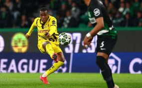 Jamie Gittens, durante el Sporting-Borussia Dortmund de Champions League.