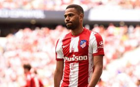 Renan Lodi, durante un partido con el Atlético de Madrid.