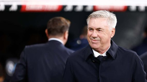 Carlo Ancelotti, en un partido con el Real Madrid esta temporada.