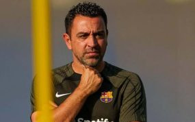 Xavi Hernández durante un entrenamiento con el Barça el curso pasado.