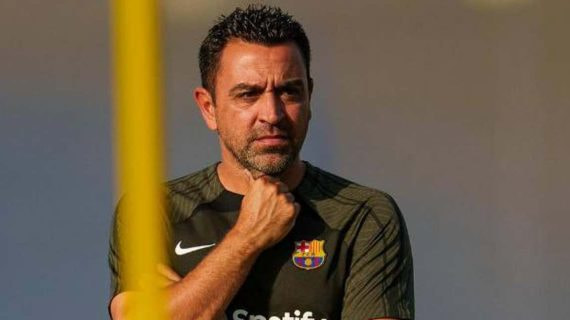 Xavi Hernández durante un entrenamiento con el Barça el curso pasado.