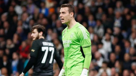 Andrey Lunin, durante el Real Madrid-Nápoles.