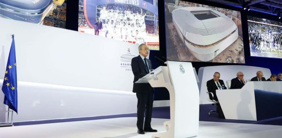 Florentino Pérez, en la Asamblea de Socios Compromisarios de 2023.