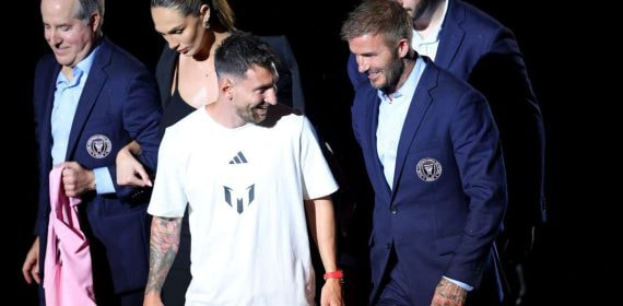 Messi y Beckham, en un acto en Miami.