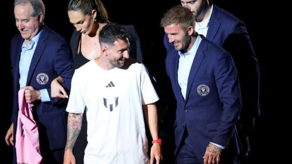 Messi y Beckham, en un acto en Miami.