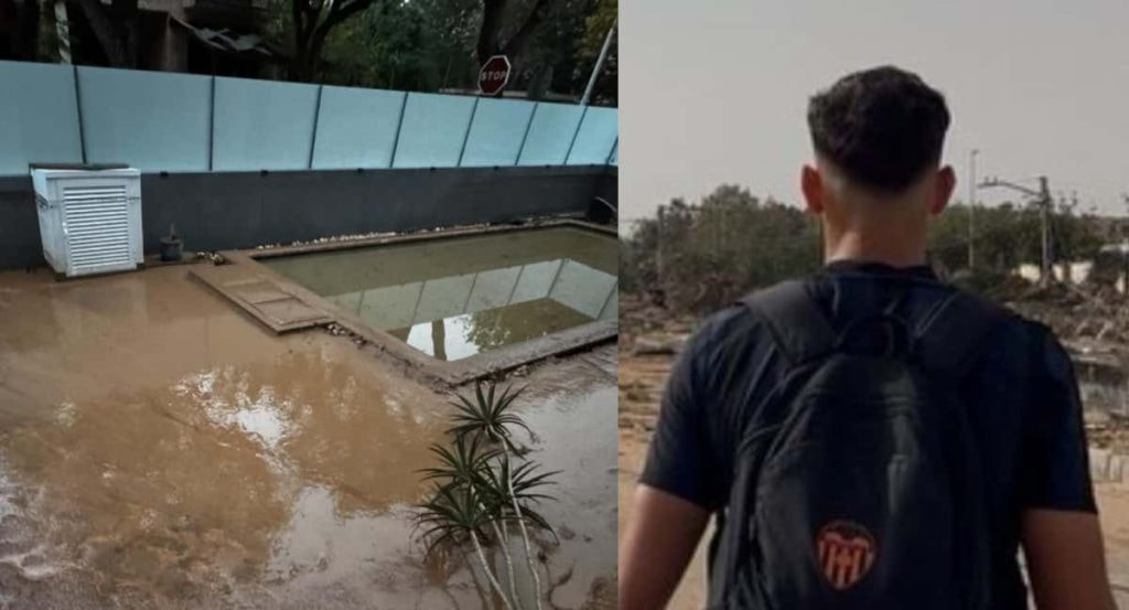 La casa de Rubo Iranzo hecha polvo y el jugador tras la catástrofe.