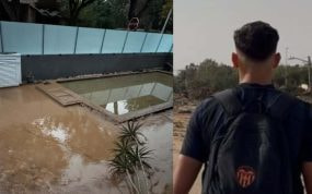 La casa de Rubo Iranzo hecha polvo y el jugador tras la catástrofe.