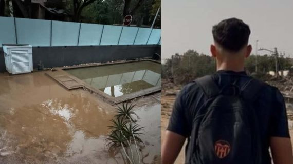 La casa de Rubo Iranzo hecha polvo y el jugador tras la catástrofe.