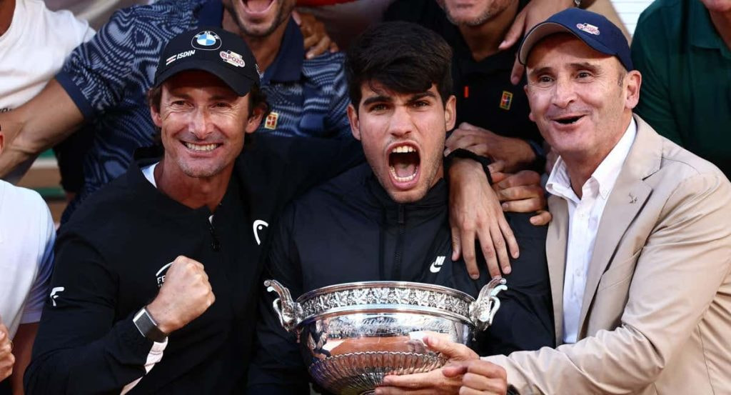 Ferrero, Alcaraz y Albert Molina, en Roland Garros.