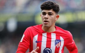 Salim El Jebari, durante su debut con el primer equipo del Atlético de Madrid.
