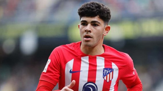 Salim El Jebari, durante su debut con el primer equipo del Atlético de Madrid.