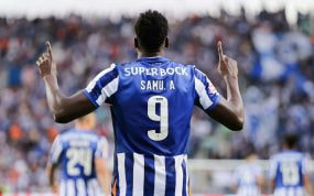Samu A. después de marcar un gol con el Oporto.