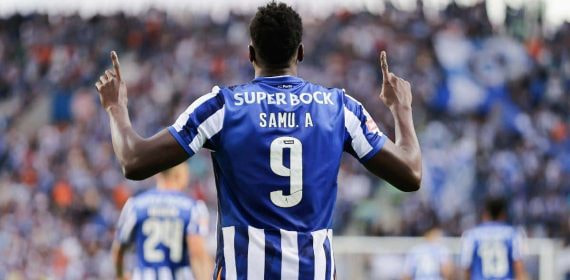 Samu A. después de marcar un gol con el Oporto.