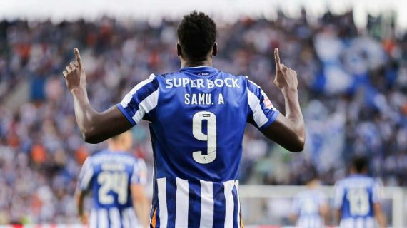 Samu A. después de marcar un gol con el Oporto.