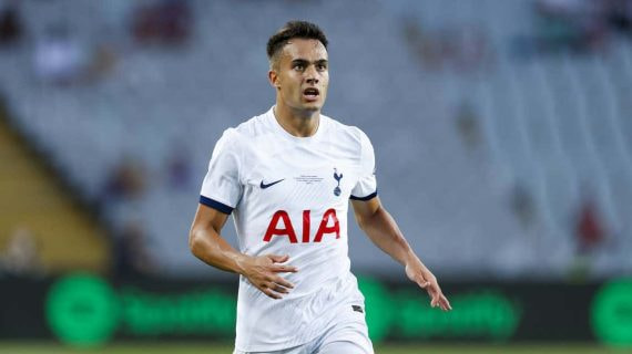 Sergio Reguilón, en un partido con el Tottenham esta pretemporada.