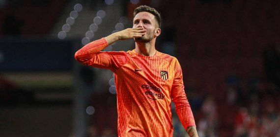 Saúl, en un partido con el Atlético.