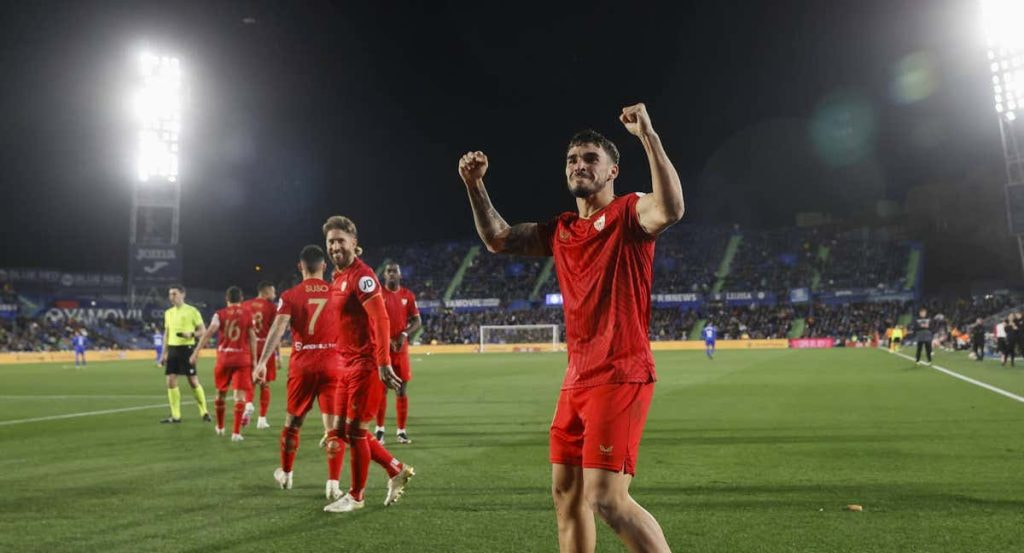 Isaac Romero celebra el gol ante el Getafe.