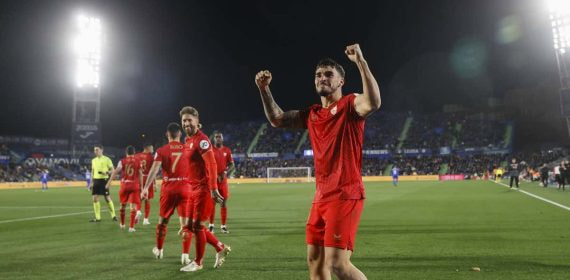 Isaac Romero celebra el gol ante el Getafe.