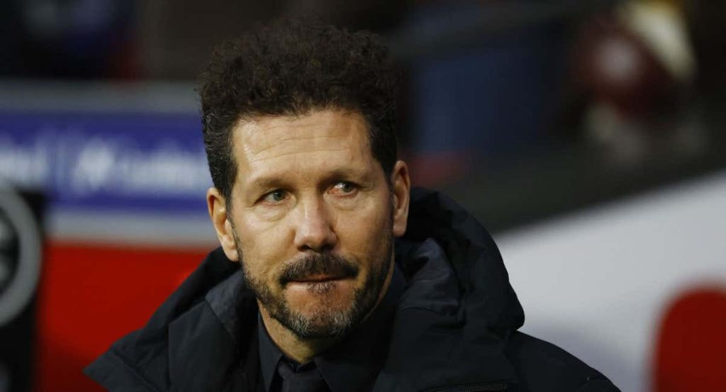 Simeone durante un partido en el Metropolitano.