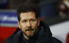 Simeone durante un partido en el Metropolitano.