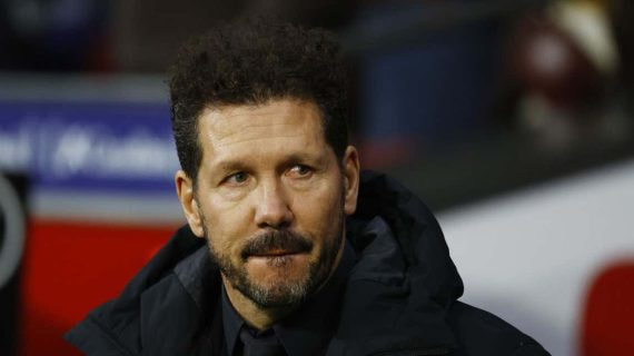 Simeone durante un partido en el Metropolitano.