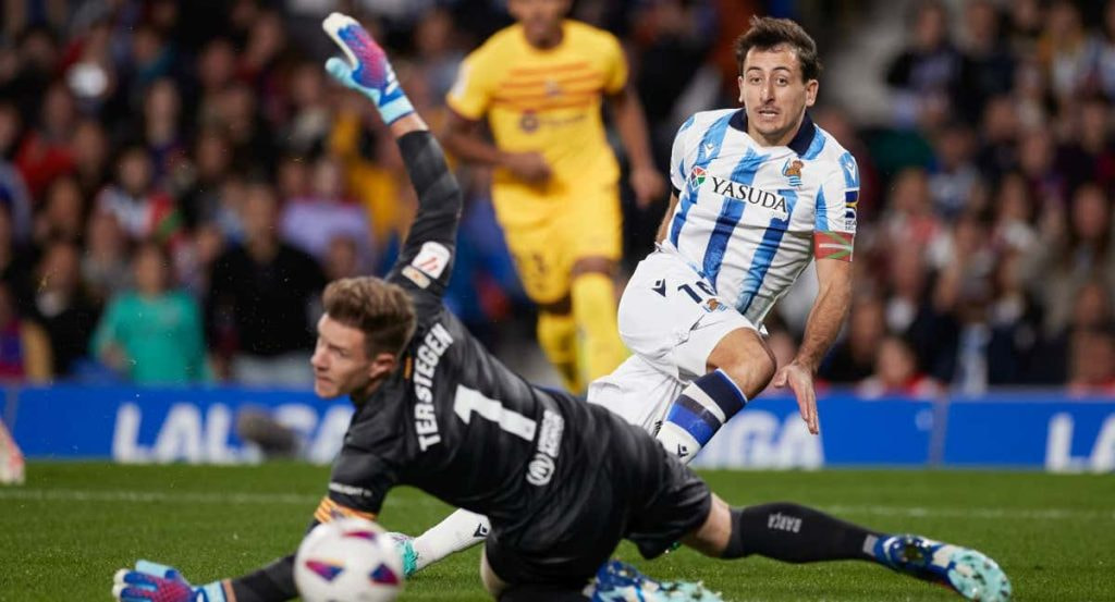 Ter Stegen esta temporada ante la Real Sociedad.