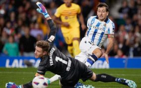Ter Stegen esta temporada ante la Real Sociedad.