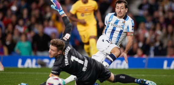 Ter Stegen esta temporada ante la Real Sociedad.