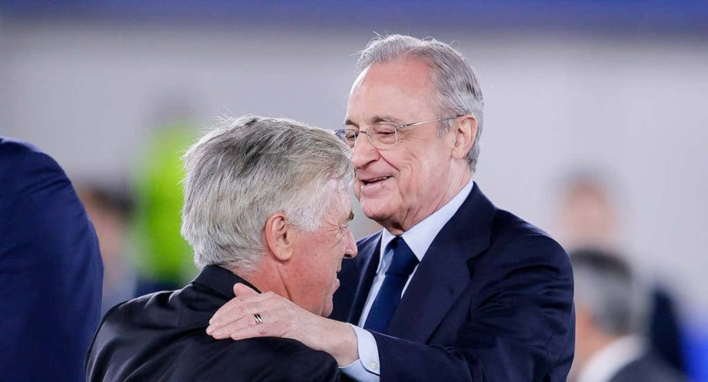 Florentino y Ancelotti, en una foto de archivo.