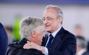 Florentino y Ancelotti, en una foto de archivo.