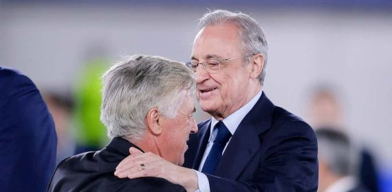 Florentino y Ancelotti, en una foto de archivo.