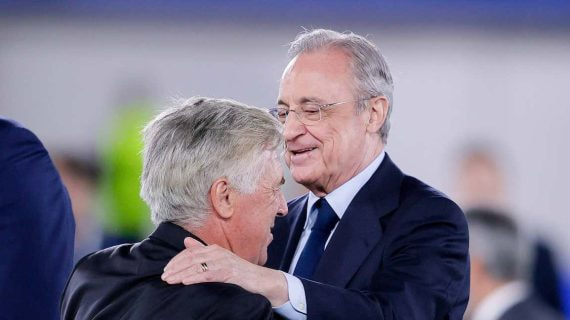 Florentino y Ancelotti, en una foto de archivo.