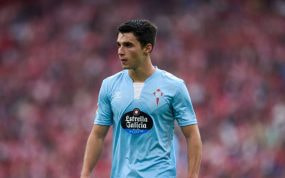 Tasos Douvikas, en un partido con el Celta.