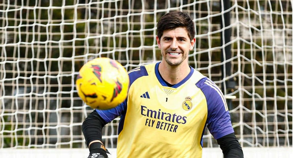 Courtois, en un entrenamiento.