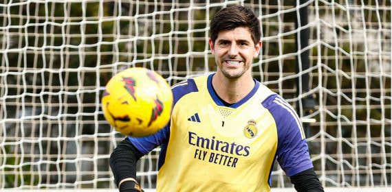 Courtois, en un entrenamiento.
