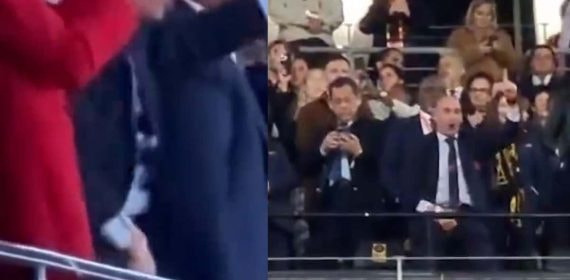 Luis Rubiales celebra en el palco de autoridades durante la final del Mundial femenino