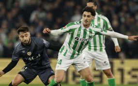 Johnny Cardoso, en el partido entre el Betis y el Rayo.