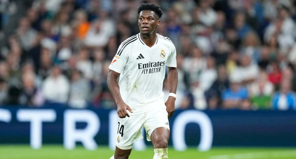 Tchouameni, durante un partido en el Santiago Bernabéu esta temporada.