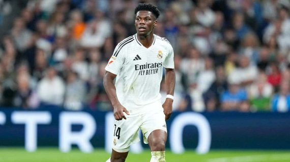 Tchouameni, durante un partido en el Santiago Bernabéu esta temporada.