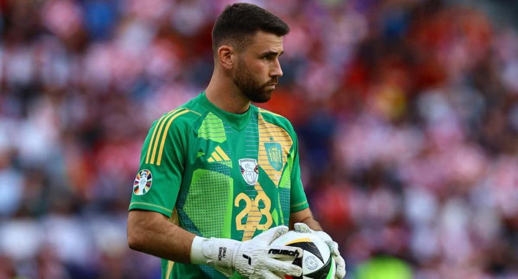 Unai Simón, durante el partido ante Croacia.