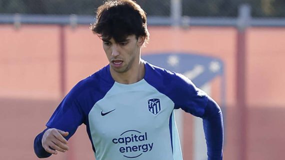 Joao Félix ejercitándose con el Atlético, en la sesión del lunes 26 de diciembre en Majadahonda.