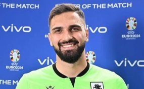 Mamardashvili tras ser MVP en un partido de la Eurocopa.