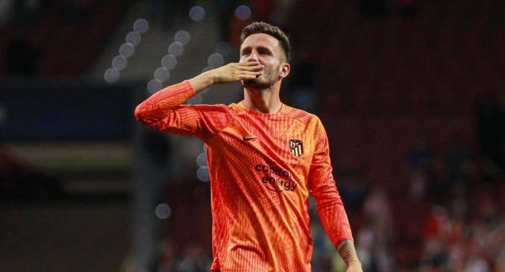 Saúl en un partido con el Atlético.
