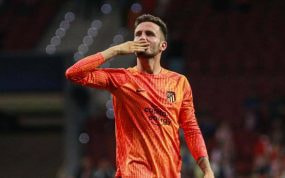 Saúl en un partido con el Atlético.