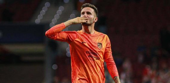 Saúl en un partido con el Atlético.
