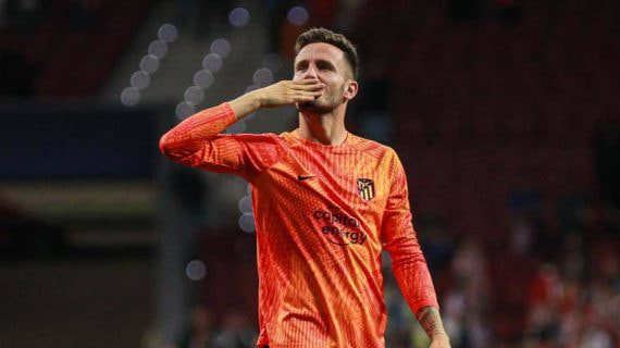 Saúl en un partido con el Atlético.