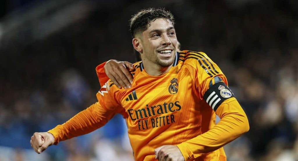 Fede Valverde celebra su gol contra el Leganés.